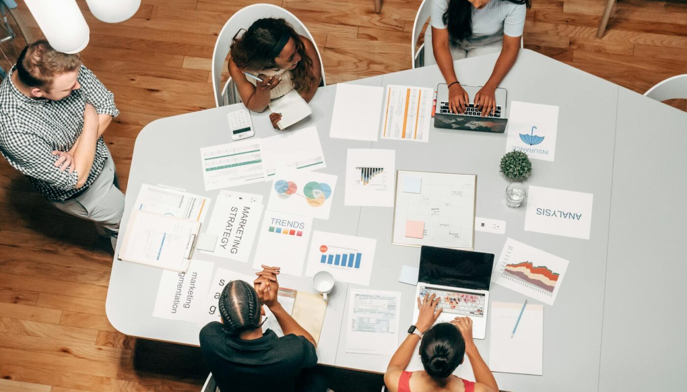 people in the office discussing a project